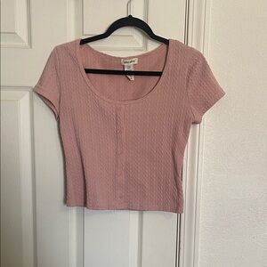Shosho Pink Cable Knit Crop Top